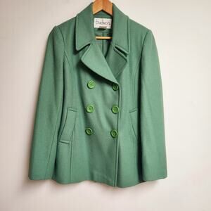 Chadwicks Pure Wool Coat Womens size 4 Small Green Peacoat Double Breasted Kelly